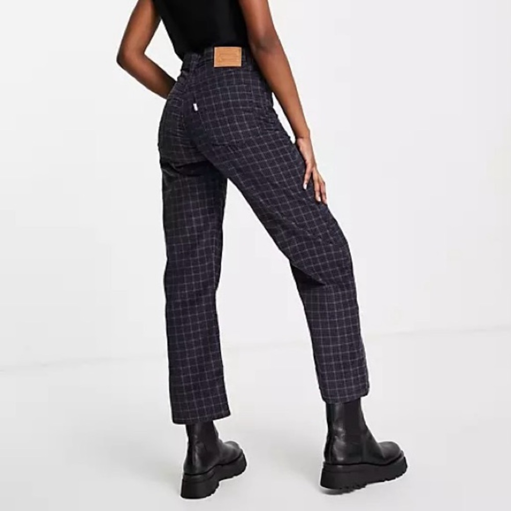Levi's Ribcage Big E Straight Ankle Bethany Plaid Velvet Pants Jeans Size 25